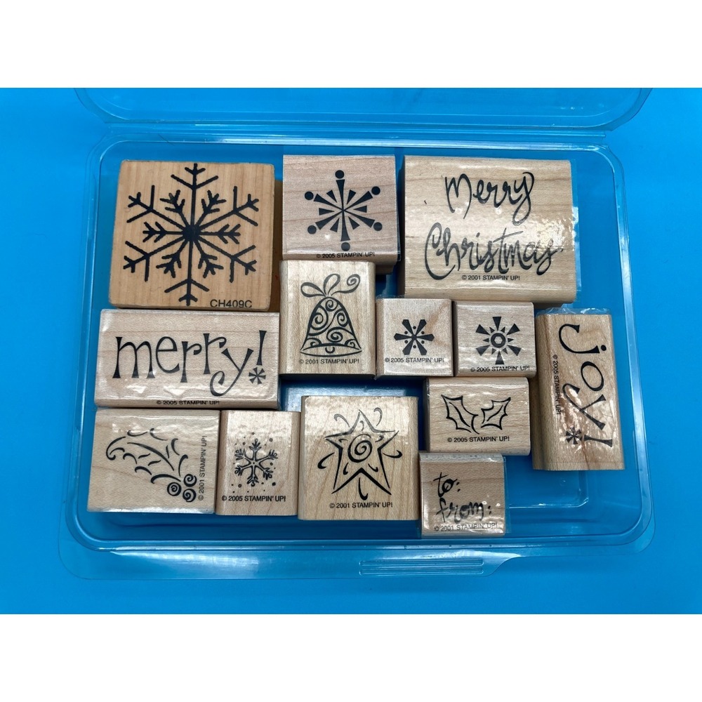 Stampin' Up! 11pc & All Night Media Snowflake 12pc Wood Christmas Stamp Set